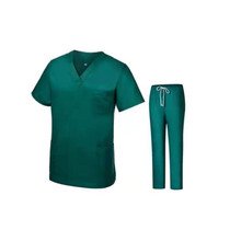 Men Grooming Pet Dental Work Clothes Short-Sleeved Top + Pants Set, Size: XXL(Dark Green)