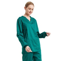 Women Scrub Pet Dental Work Clothes Long-sleeved Top + Pants Set, Size: XXL(Dark Green)