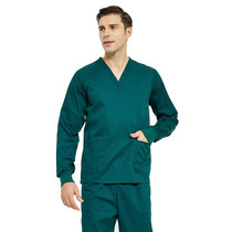Men Scrub Pet Dental Work Clothes Long-sleeved Top + Pants Set, Size: M(Dark Green)