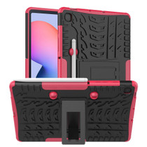 For Samsung Galaxy S6 Lite Tire Texture TPU+PC Shockproof Case  , with Holder & Pen Tray(Pink)