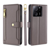 For Xiaomi Redmi K60 Ultra Lite Sheep Texture Cross-body Zipper Wallet Leather Phone Case(Grey)