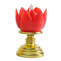 LED Electronic Candle Lotus Lamp Buddha Offering Light Simulation Swing Decorative Lights(Red)