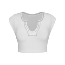Women Sexy Sleeveless Racer Back Tank Ribbed V Neck Crop Tops, Size: M(White)