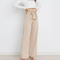 Women Suit Trousers Casual Versatile Wide Leg Trousers Temperament Commuter Pants, Size: M(Apricot)