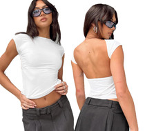Women Sexy Backless Top Comfortable Breathable Slim Fit T-Shirt, Size: M(ESSO002 White)