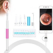 i95 3 in 1 USB Ear Scope Inspection HD 0.3MP Camera Visual Ear Spoon for OTG Android Phones & PC & MacBook, 1.75m Length Cable (Pink + White)