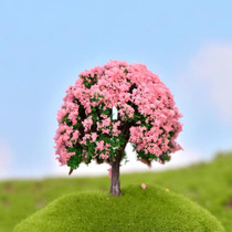 Micro Landscape Ornaments Simulated Christmas Trees Succulent Accessories Materials, Style: Pink Flowers Green Background