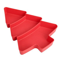 Christmas Tree Shape Fruit Discs Compartmentalized Home Snack Dish Plastic Candy Dried Fruit Melon Seed Organizer(Red)