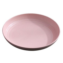 8 inch Wheat Straw Circular Home Vegetable Dish Portable Outdoor Plastic Anti -Fall Fruit Breakfast Plate(Pink)