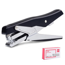 Deli  Labor-saving Stapler NO.12 Handheld Stapler Papers Stapling Machine, Spec: 0329 Black With 1000 Staples