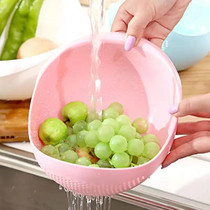 Kitchen Rice Sieve Multifunctional Draining Washing Basket(Pink)