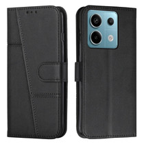 For Xiaomi Redmi Note 13 pro Stitching Calf Texture Buckle Leather Phone Case(Black)