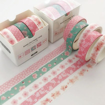 5rolls /Box 3m Washi DIY Decoration Handbook Tape Set, Color: Cherry Dye