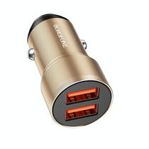 BOROFONE BZ19 Wisdom Dual USB Ports Car Charger(Gold)