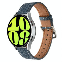 20mm Universal Denim Leather Buckle Watch Band(Dark Blue)