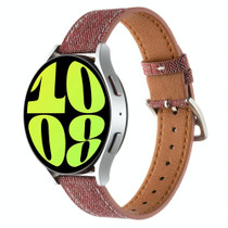 20mm Universal Denim Leather Buckle Watch Band(Red)