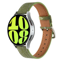 20mm Universal Denim Leather Buckle Watch Band(Grass Green)