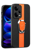 For Redmi Note 12 Pro 5G Global Magnetic Litchi Leather Back Phone Case with Holder(Orange)