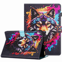 For Samsung Galaxy Tab A 10.1 2019 T510 Painted Pattern Stitching Leather Tablet Case(Colorful Wolf)