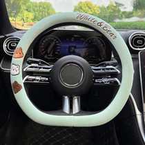 D Style Car Universal Cartoon Pattern Plush Warm Anti-skid Steering Wheel Cover, Diameter: 38cm (Green)