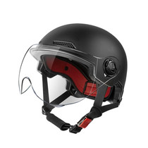 BY-1292 Unisex Motorcycle Frosted Protective Short Mirror Half Helmet (Black)