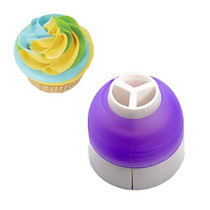 Nozzles Tips Cream Bag Tricolor Converter Cake Decorating Tools(Purple)