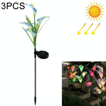 3PCS Simulated Calla Lily Flower 5 Heads Solar Powered Outdoor IP65 Waterproof LED Decorative Lawn Lamp, Colorful Light(Blue)