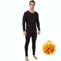 Men Women Gold Velvet Thickened Cold-proof Thermal Underwear Set, Color: Male Black(XXL)