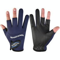 Fishing Fingerless Non-slip Gloves Waterproof Wear-resistant Lure Fishing Equipment(Blue)