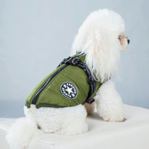 Dog Clothing Chest Back All-in-one Winter Coat Thickened Cotton Vest, Size: M(Army Green)
