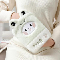 1L Hot Water Bag Dual Hands Plush Cute Hand Warmer, Style: Fruit Green Frog