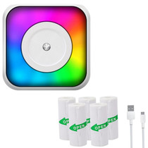 RGB Light Portable Mini Bluetooth Printer Inkless Document Label Printer with 5-Rolls Stickers