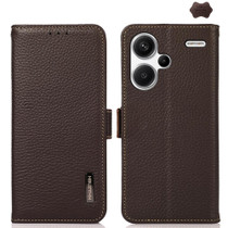For Xiaomi Redmi Note 13 Pro+ KHAZNEH Side-Magnetic Litchi Genuine Leather RFID Phone Case(Brown)