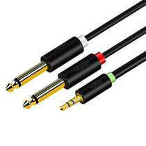 JINGHUA 3.5mm To Dual 6.5mm Audio Cable 1 In 2 Dual Channel Mixer Amplifier Audio Cable, Length: 1.5m