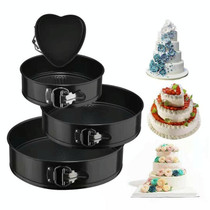 4 In 1 4 Inch /7 Inch /9 Inch /10 Inch  1 Heart and 3 Round Bakeware Cake Molds Baking Pans(Black)