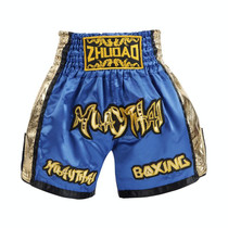 ZhuoAo Boxing Shotgun Clothing Training Fighting Shorts Muay Thai Pants, Style: Blue Gold(XL)