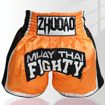 ZhuoAo Boxing Shotgun Clothing Training Fighting Shorts Muay Thai Pants, Style: Orange Plus Black Net(M)