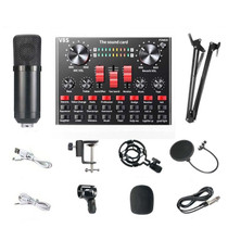 V8S Sound Card Mobile Phone Computer Anchor Live K Song Recording Microphone, Specification:V8S  + Black Bet BM700 Set