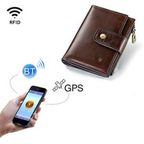 Men Leather Wallet Smart Bluetooth Antimagnetic RFID Anti-Lost Anti-Theft Multi-Function Coin Purse