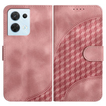 For OPPO Reno8 5G Global YX0060 Elephant Head Embossed Phone Leather Case with Lanyard(Pink)
