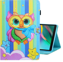 For Galaxy Tab A 10.1 (2019) / T510 Colored Drawing Horizontal Flip PU Leather Case with Holder & Card Slot(Rainbow Owl)