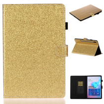For Galaxy Tab S6 T860 Varnish Glitter Powder Horizontal Flip Leather Case with Holder & Card Slot(Gold)