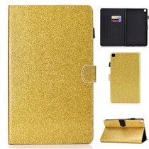 For Galaxy Tab A 8.0 (2019) T290 Varnish Glitter Powder Horizontal Flip Leather Case with Holder & Card Slot(Gold)