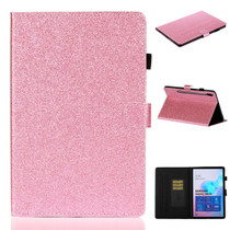 For Galaxy Tab S6 T860 Varnish Glitter Powder Horizontal Flip Leather Case with Holder & Card Slot(Pink)