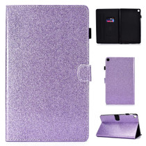 For Galaxy Tab A 8.0 & S Pen (2019) P200 Varnish Glitter Powder Horizontal Flip Leather Case with Holder & Card Slot(Purple)