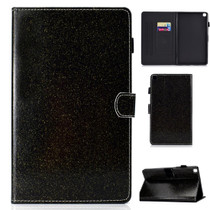 For Galaxy Tab A 8.0 (2019) T290 Varnish Glitter Powder Horizontal Flip Leather Case with Holder & Card Slot(Black)