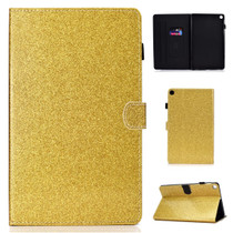 For Galaxy Tab S5e T720 Varnish Glitter Powder Horizontal Flip Leather Case with Holder & Card Slot(Gold)