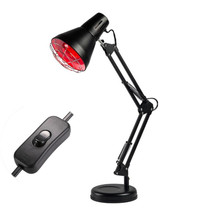 Household 150-watt Infrared Simple Physiotherapy Lamp With Metal Long Arm US Plug, Colour: Button Switch (Black)