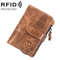 BULL CAPTAIN 01 RFID Anti-theft Multifunctional Cowhide Vertical Detachable Men Wallet(Yellow Brown)