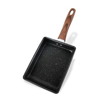 JBY-6658 Small Frying Pan Tamagoyaki Pan Maifanshi Non-Stick Frying Pan Square Omelette Pan,Size: Small (Imitation Wood Grain Handle)